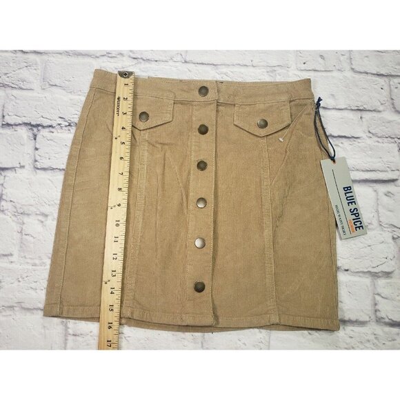 Blue Spice Full Button Down Corduroy A-Line Mini Skirt with Pockets Size 7 - Picture 4 of 4